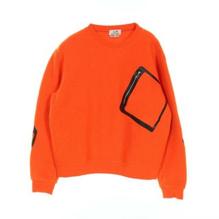 エルメス(HERMES)のエルメス HERMES トリミング スウェット 衣料品 トップス ウール カシミヤ レザー メンズ オレンジ系 / ブラック系 【中古】(スウェット)