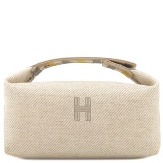 エルメス(HERMES)のエルメス HERMES ポーチ ブリッド ア ブラック オ カレPM ウール セーグル シルバー金具 ハンドバッグ バニティバッグ  【箱】【中古】(ポーチ)