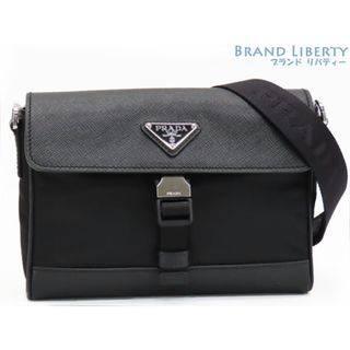 プラダ(PRADA)の新品同様 プラダ  リナイロン テスート サフィアーノ トライアングル 斜め掛け ショルダーバッグ メッセンジャーバッグ ポシェットブラック(ショルダーバッグ)