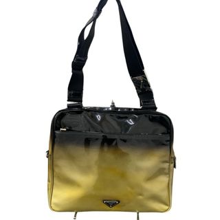 プラダ(PRADA)のPRADA (プラダ) ショルダーバッグ Archive グラデーションカラー ブラック×イエロー 斜め掛け メンズ エナメル(ショルダーバッグ)