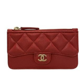 シャネル(CHANEL)のCHANEL(シャネル) コインケース美品  マトラッセ レッド フラグメントケース/フラップポケット/ゴールド金具(コインケース)