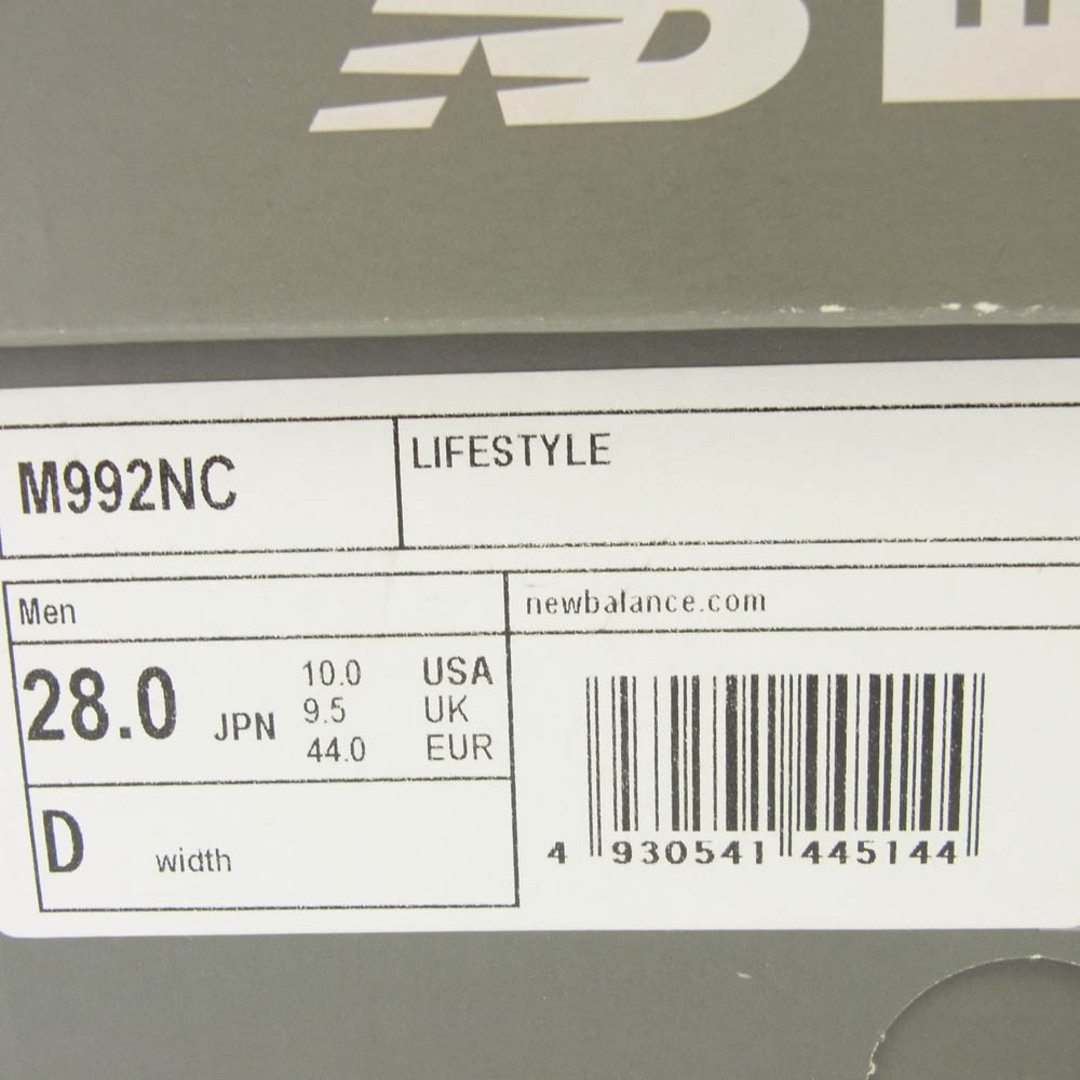 New Balance(ニューバランス)のNEW BALANCE ニューバランス M992NC USA製 992 White スエード メッシュ ローカット スニーカー ホワイト系 28cm【中古】 メンズの靴/シューズ(スニーカー)の商品写真