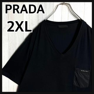 PRADA - 3028【希少2XLサイズ・美品】プラダ ラバーロゴ＆ポケット 半袖 Tシャツ