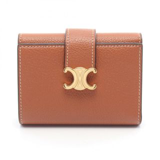 CELINE - セリーヌ CELINE ファイン ストラップウォレット ニノ トリオンフ 三つ折り財布 財布 レザー レディース ブラウン系 10M963 【中古】