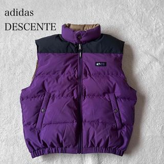 アディダス(adidas)のレア■adidas ヴィンテージ デサント製 ダウンベスト アドベンチャー 古着(ダウンベスト)